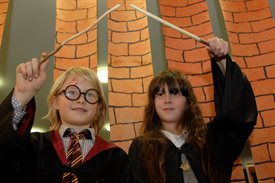 Witch and wizard cast spell at Cowbridge Library